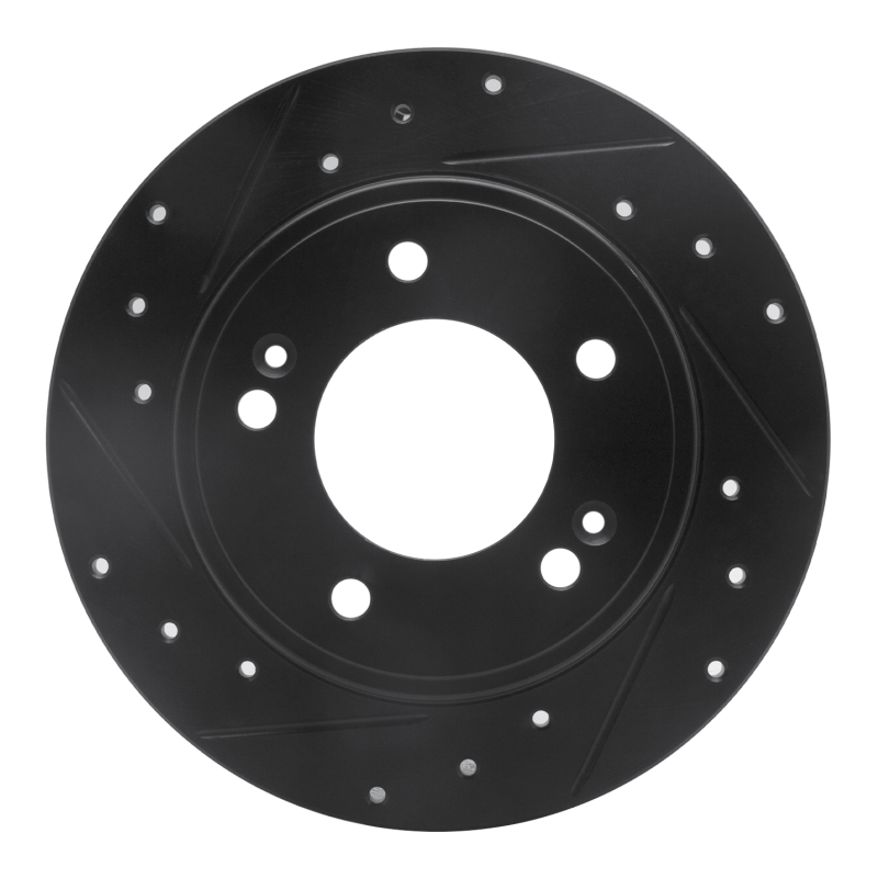 Hyundai Kona Brake Rotor (1) - Rear Left - R1 Concepts - Drilled & Slotted - Black - `11-`25
